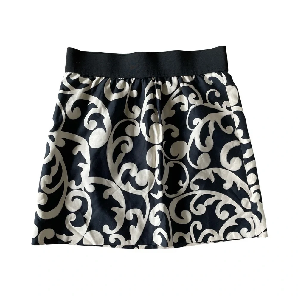 Ann Taylor LOFT Black and White Silk Cotton Blend Skirt Size 8